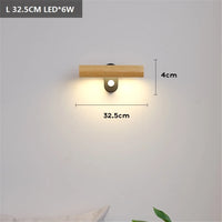 Nordic minimalist rotating wooden LED wall light