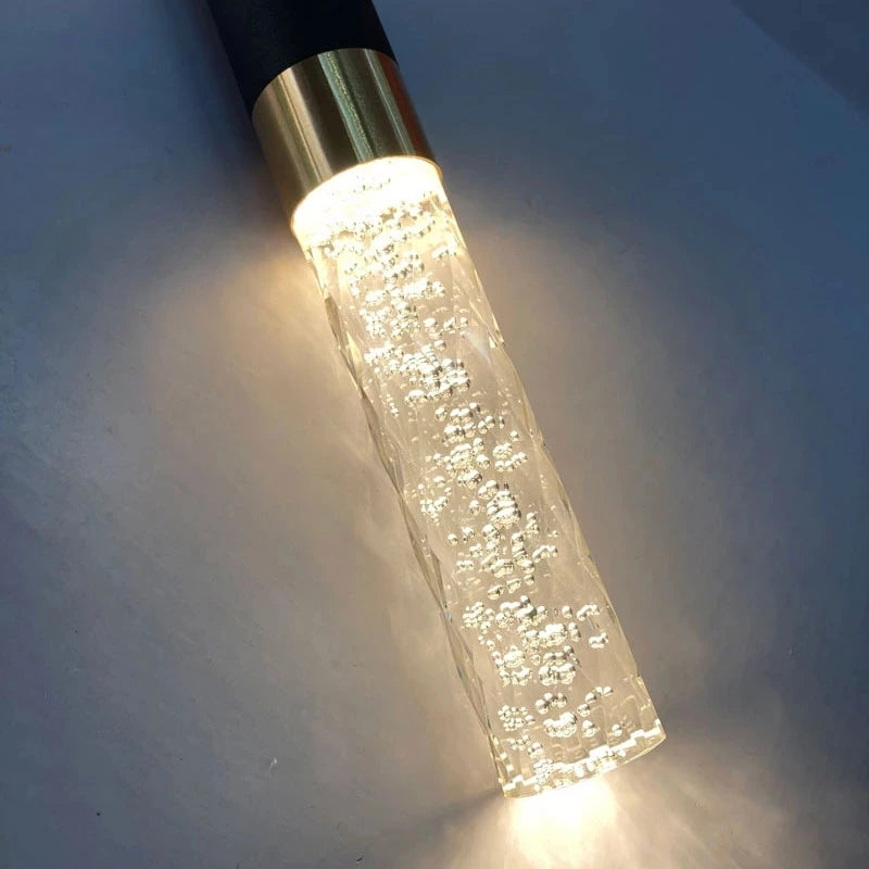 suspension led double sources de lumière en cristal nordique - vue 4 sur 11
