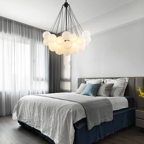 lustre moderne en verre avec boules led pour décoration