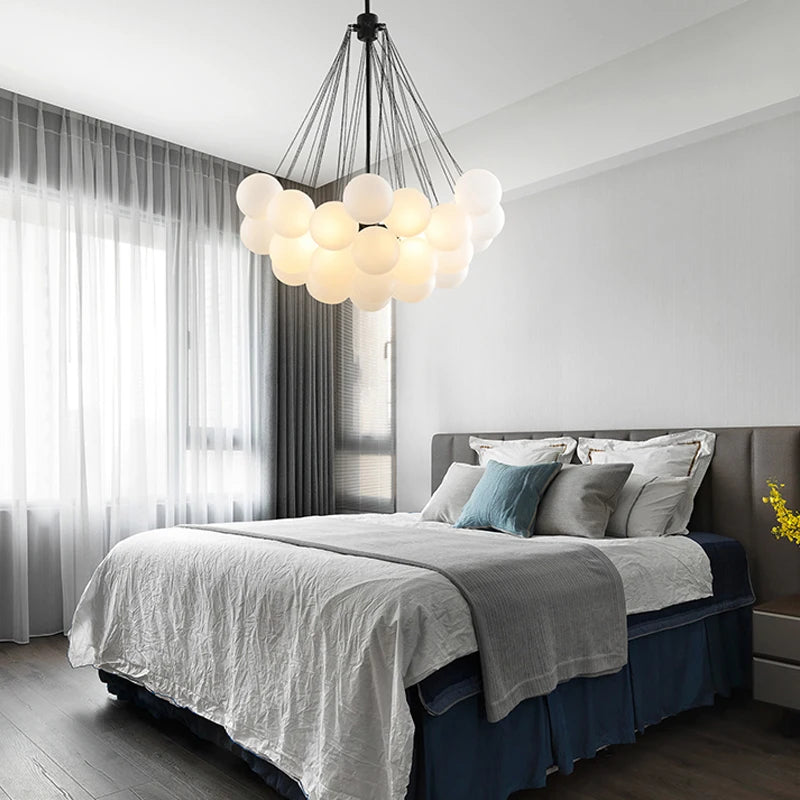 lustre moderne en verre avec boules led pour décoration - vue 11 sur 10