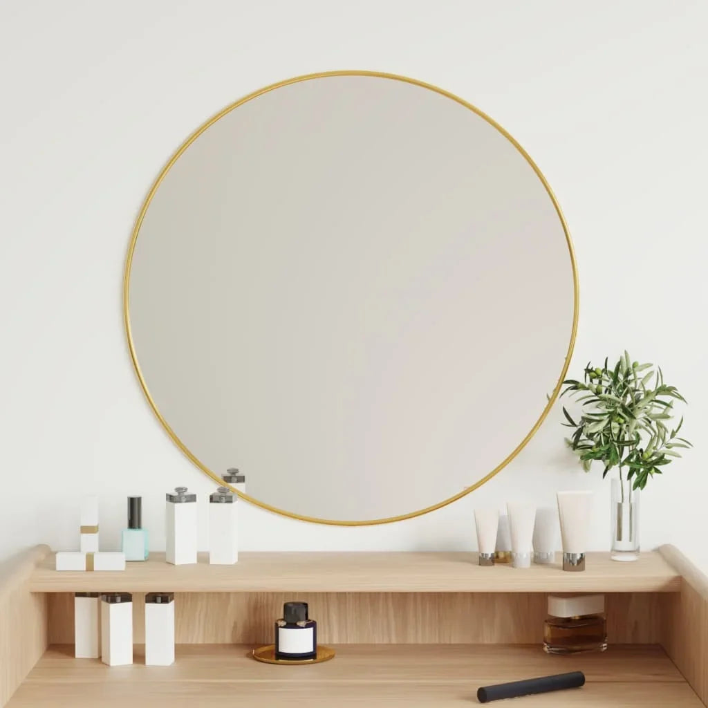 miroir mural rond doré pour décoration intérieure moderne - vue 3 sur 7
