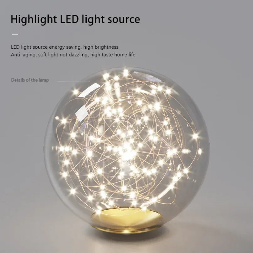 lustre moderne boule de verre éclairage de décoration suspendu - vue 6 sur 12