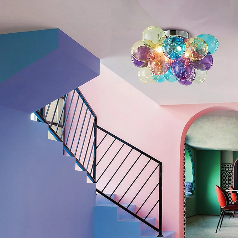 Moonriver éclairage moderne créatif couleur lampes suspendues pour plafond boule de verre lustre salon suspension lumière chambre décor