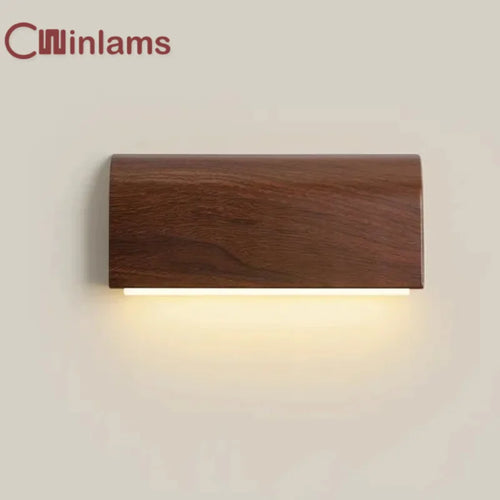Minimalist dimmable walnut wood Nordic wall light - vue 2 sur 6