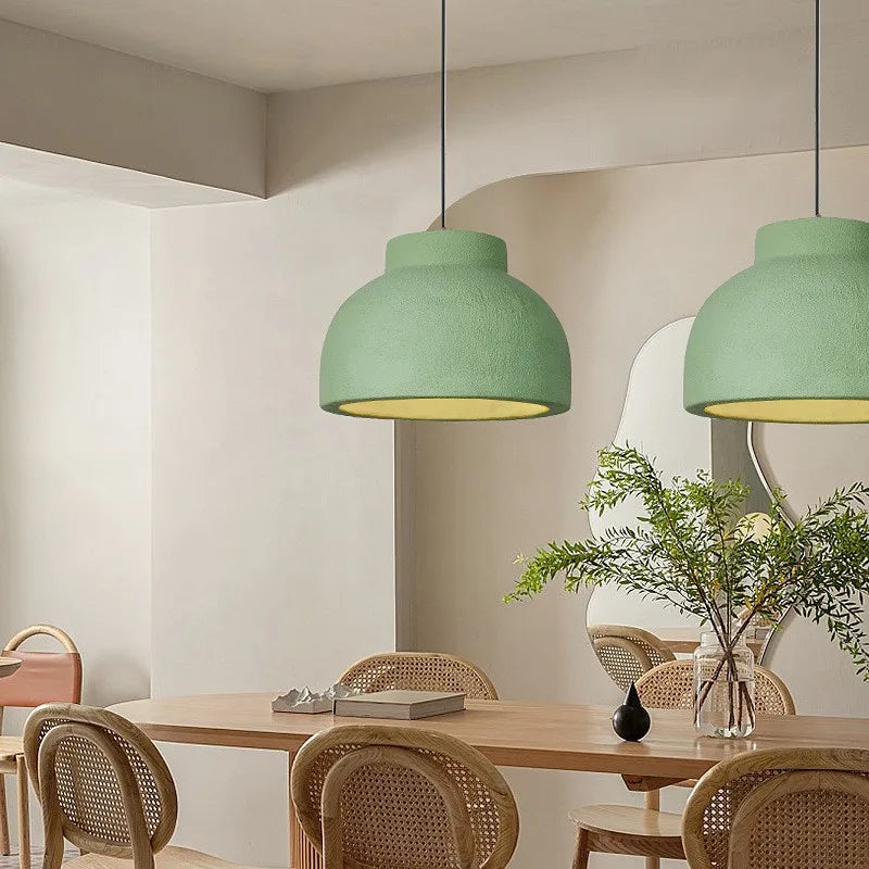 suspension Nordique Wabi Sabi Style Led lumières moderne Style crème vert/jaune E27 - vue 6 sur 12