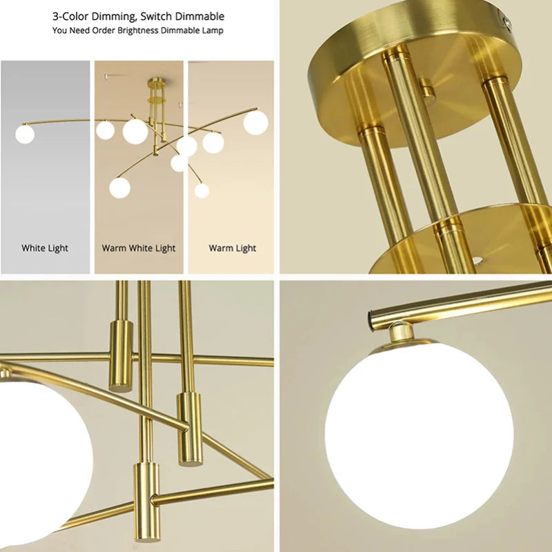 lustre moderne en verre style nordique pour décoration intérieure - vue 6 sur 12