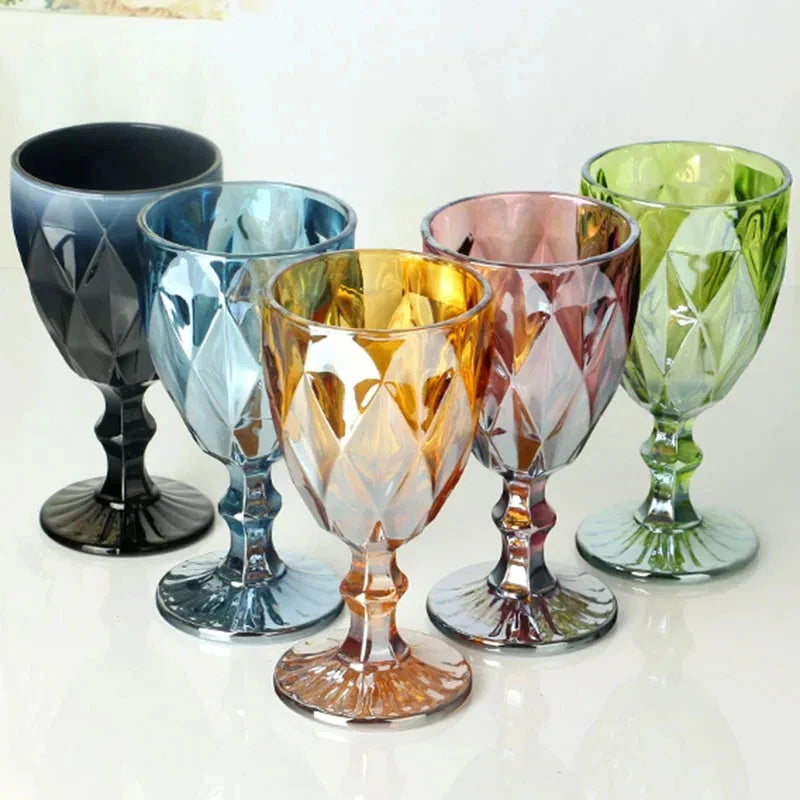 Verres vin cristal sculpté style vintage champagne jus