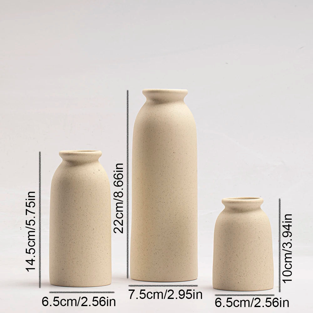 Ceramic Vase,Small Vases for Decor,Set 3 Modern Boho Vases for Flower Pampas,Fit for Living Room Desk Shelf Decor - vue 3 sur 10