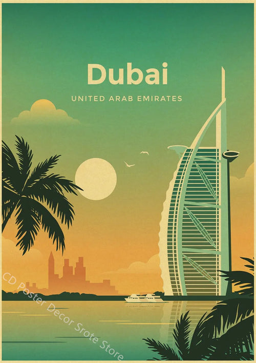 affiche vintage des villes du monde art mural décoratif