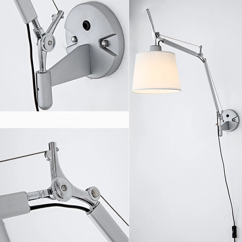 applique murale industrielle nordique pliable avec bras long pivotant - vue 6 sur 11
