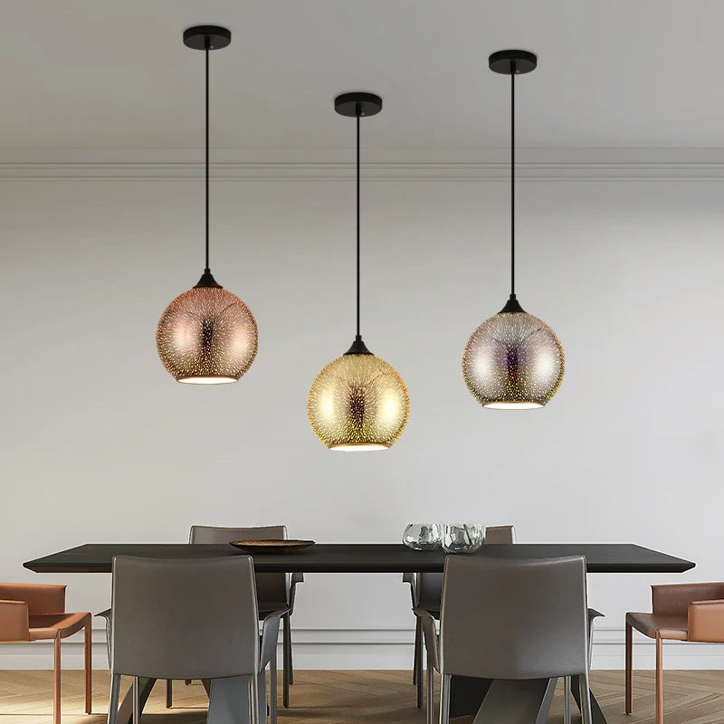 lustre 3d en verre effet feu d'artifice led pour restaurant - vue 5 sur 9