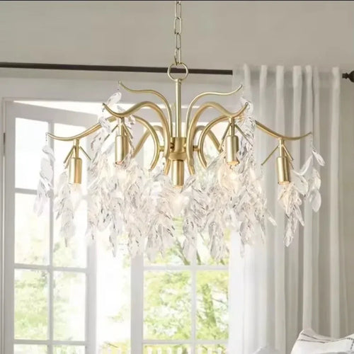 lustre moderne en cristal design floral pour décoration intérieure - vue 5 sur 9