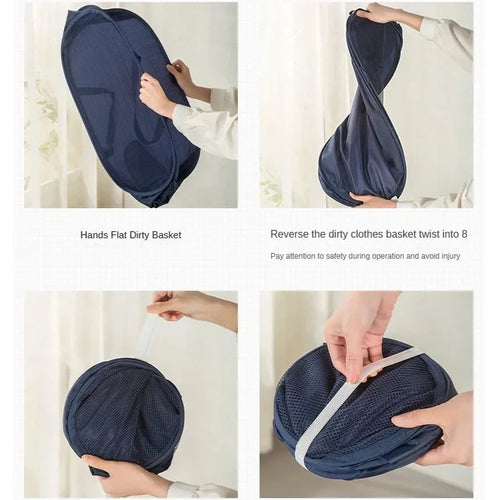 Foldable Mesh Storage Basket for Home and Bathroom,Shower Laundry Bag,Dirty Clothes Bag,Portable Business Travel,No Partition - vue 6 sur 14