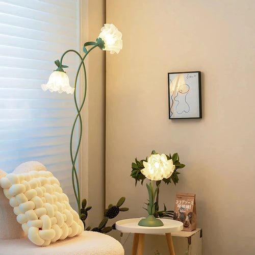 lampadaire vintage style pastoral avec appliques en verre - vue 3 sur 7
