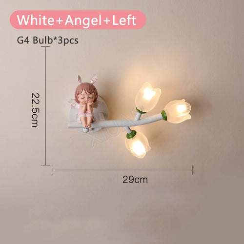 applique murale fille lapin g4 led fleur - vue 10 sur 22