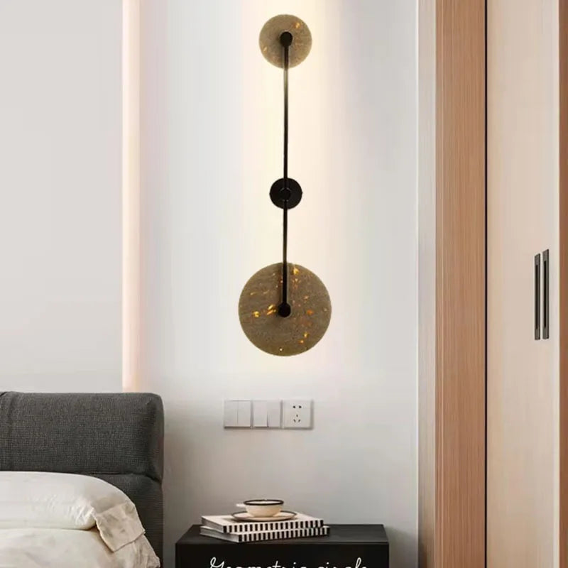 applique murale led en pierre naturelle et métal rond - vue 4 sur 8