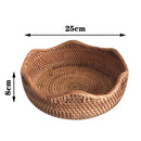 Round Rattan Woven Basket, Wicker Fruit Basket, Bread Food Kitchen Home Decor Organizer, Breadbasket For Kitchen