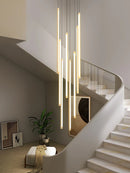 Nordic wood grain duplex rotating minimalist LED chandelier