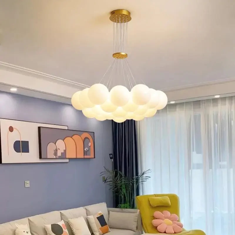 lustre nordique en verre fumé led pour décoration intérieure - vue 5 sur 5