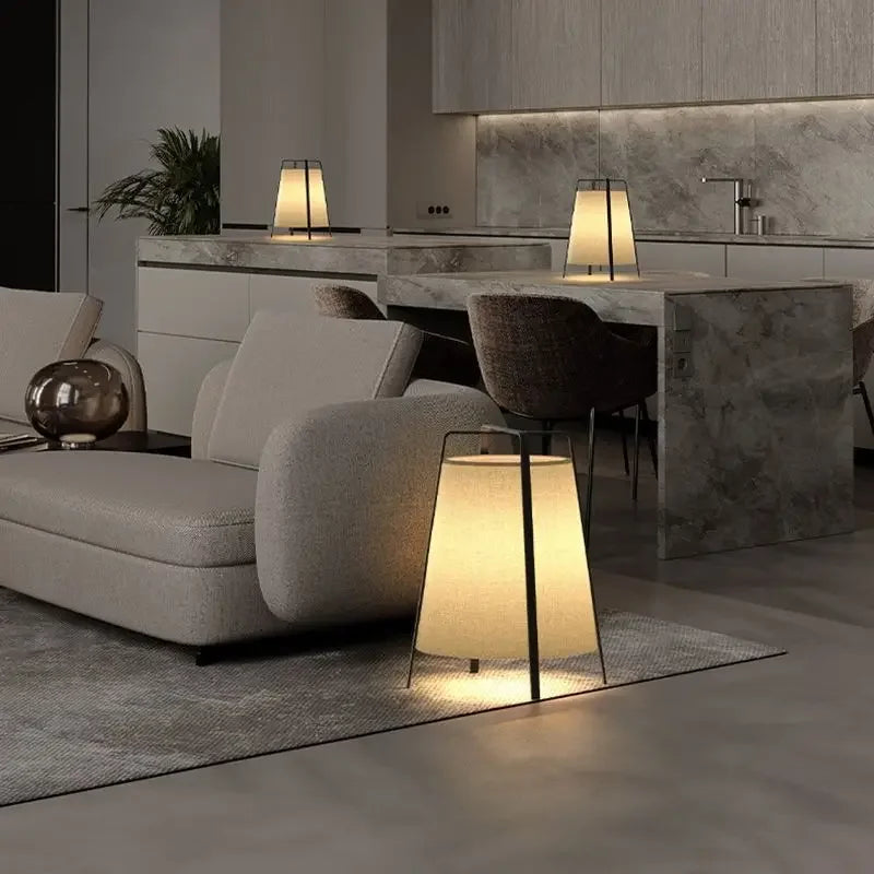 lampadaire japonais en tissu rétro pour décoration intérieure