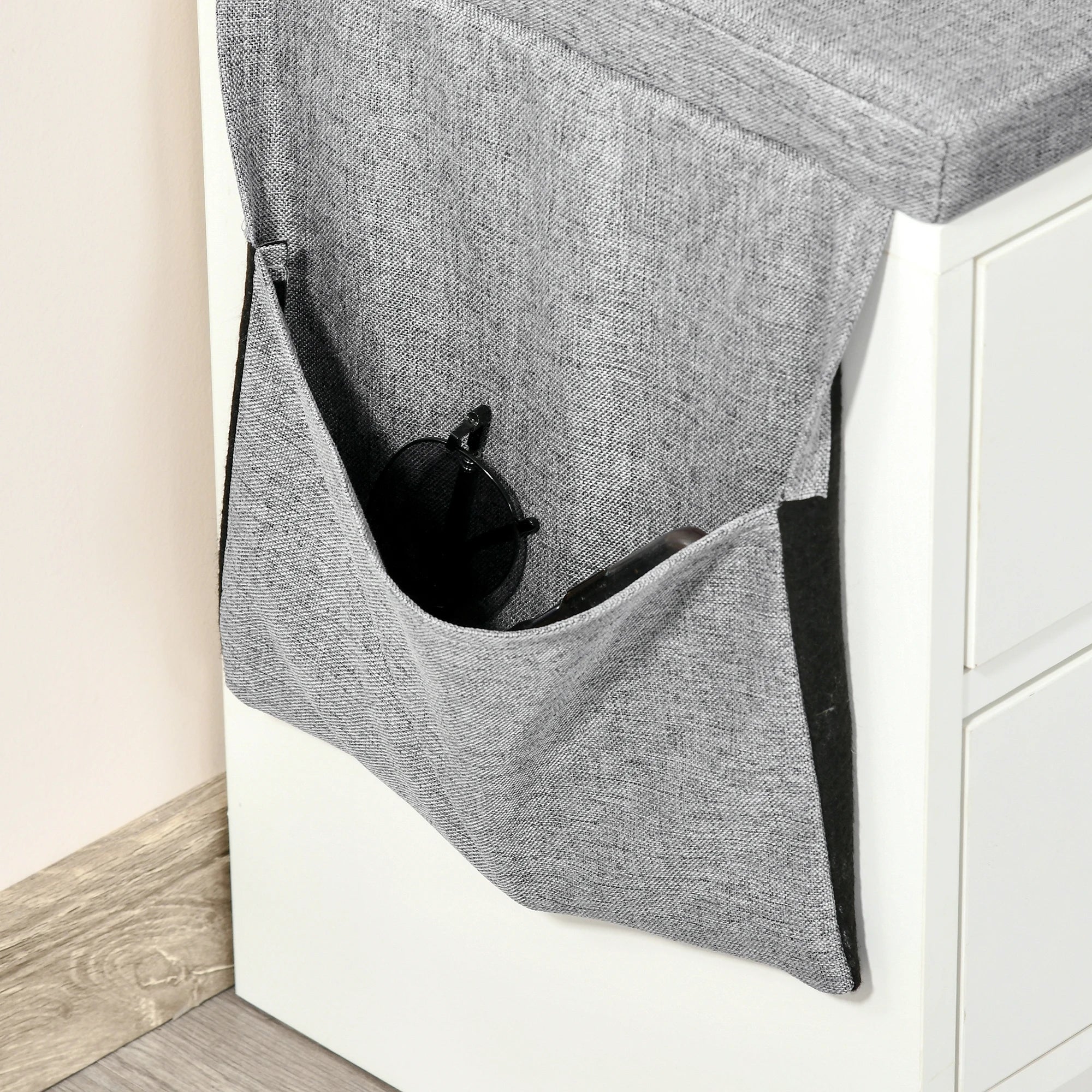 HOMCOM bench shoe rack with seat and 2 drawers 80.5x30.5x43.5 cm white and gray - vue 6 sur 6