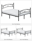 VASAGLE Lit 2 Personnes en Métal, Cadre de Lit 2 Places, pour Matelas de 140 x 190 cm, Lit d'Invité, pour Adulte, Adolescent