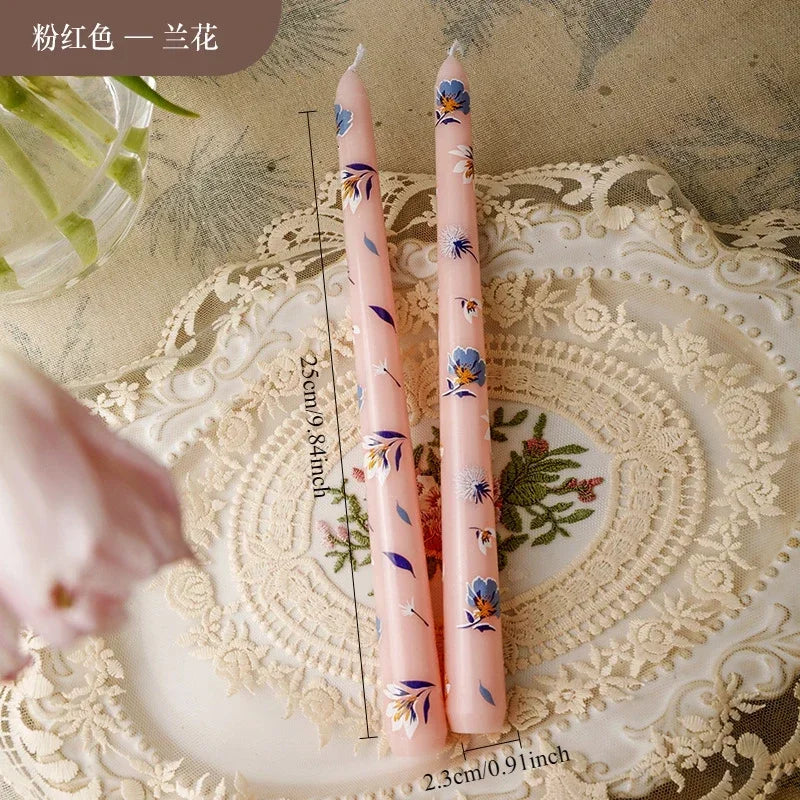 hand printed pole candles for wedding minimalist decoration