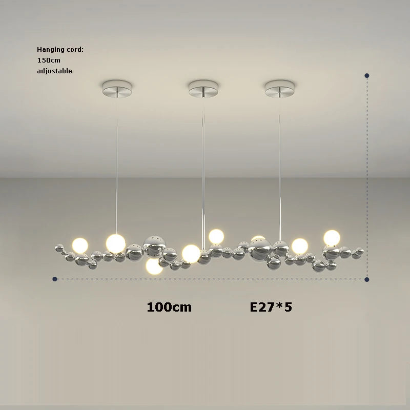 suspension design art déco en or chromé pour éclairage moderne - vue 14 sur 16