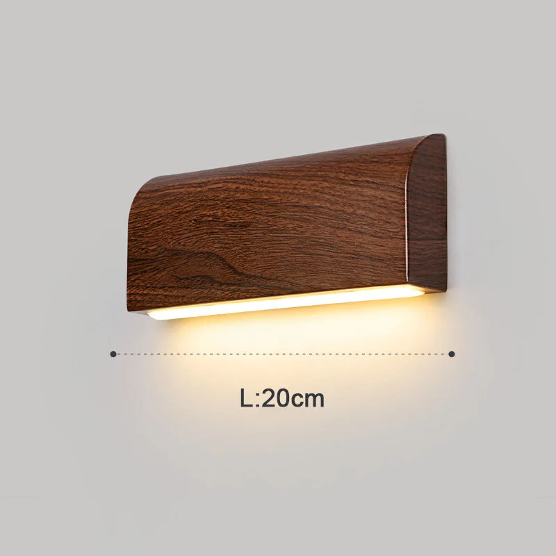 Minimalist dimmable walnut wood Nordic wall light