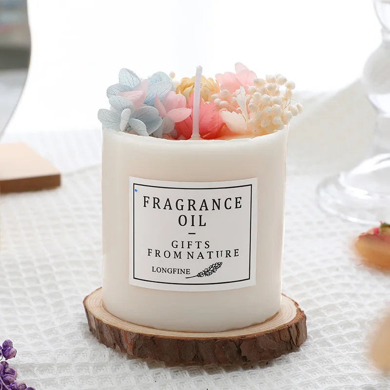 bougie parfumée fleurs séchées en cire de soja décorative et romantique - vue 14 sur 16