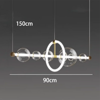 lustre de luxe à bulles longue bande éclairage led en verre transparent créatif