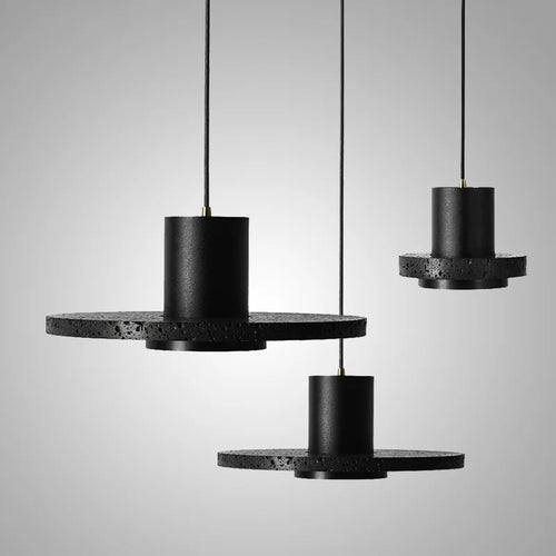 Rétro industriel vent petite suspension trou noir pierre LED suspension lampe nordique Bar Restaurant chambre lustre créatif - vue 2 sur 19