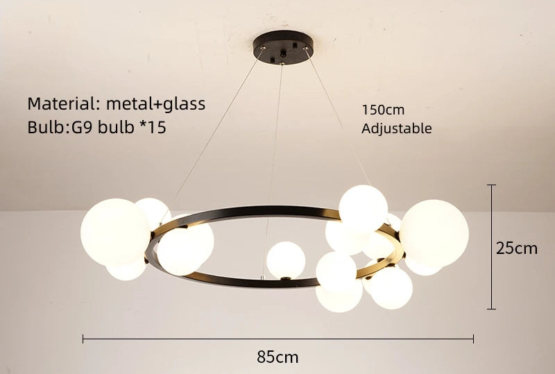 lustre en verre avec cordon réglable et ampoule incluse
