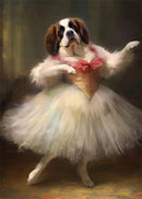 portraits de ballerine de chien art abstrait mural kawaii