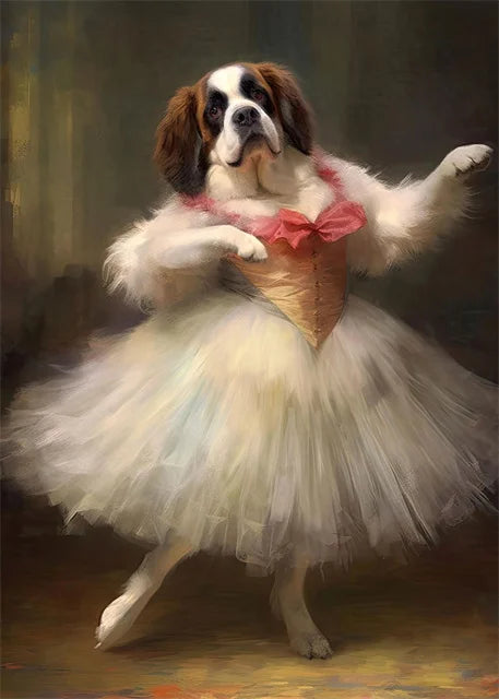 portraits de ballerine de chien art abstrait mural kawaii - vue 25 sur 26