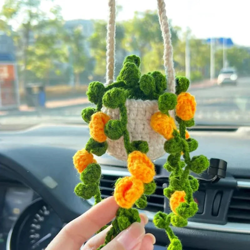 crochet suspendu créatif pour décoration de voiture plante en pot - vue 18 sur 34