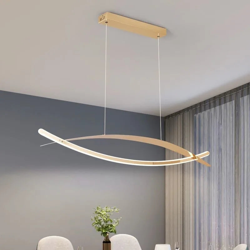 2023 Modern Led Simple Pendant Lamp Double Arc Creative Style Chandelier For Dining Room Living Room Deluxe Plating Color - vue 5 sur 6