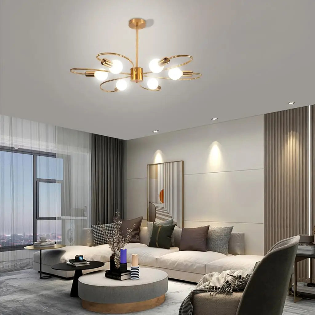lustre moderne à leds pour salon nordique suspension - vue 5 sur 10