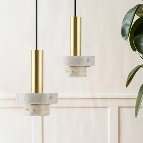 Suspension Lustre nordique Simple moderne luxe marbre Restaurant couloir allée café balcon bar chevet lampe décorative - vue 3 sur 9