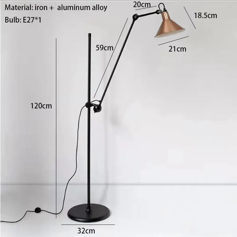 Adjustable vintage rotating floor lamp for decorative indoor lighting