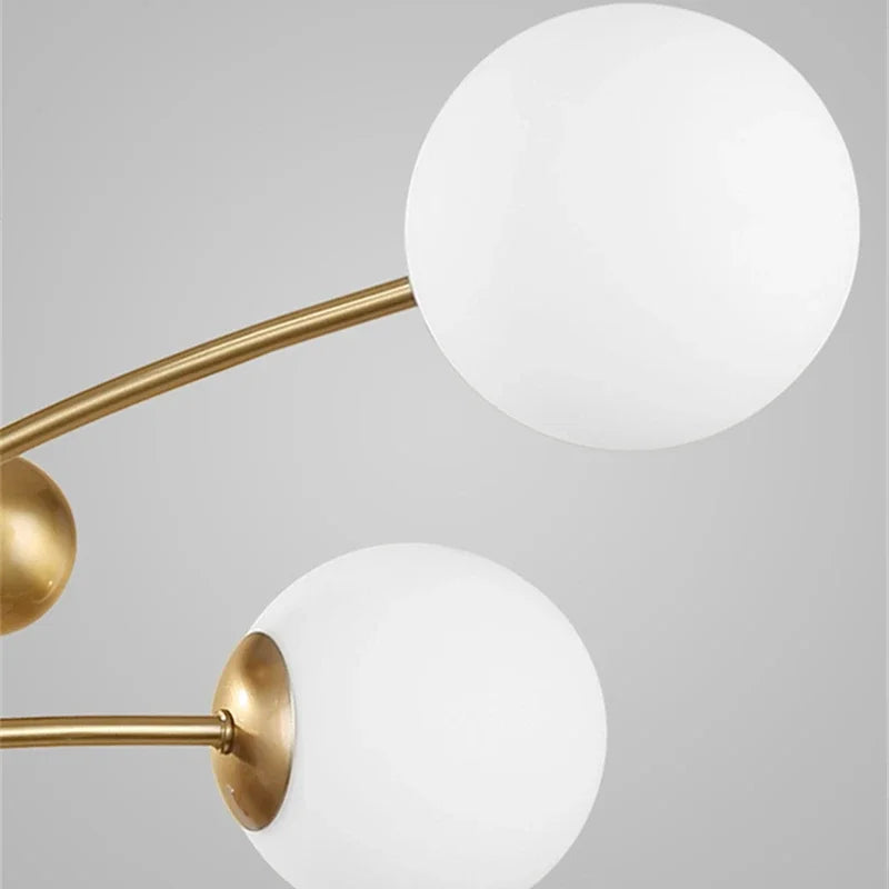 Nordic 5 Heads Copper Chandelier For Living Room Bedroom Hotel Rotatable Arms Milky White Lampshade G9 LED Lighting Fixtures - vue 6 sur 7
