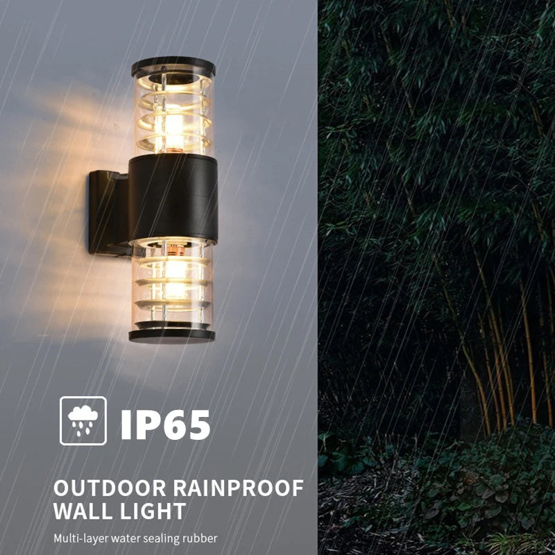 E27 LED applique extérieure capteur haut vers le bas verre aluminium étanche jardin lumière couloir rue extérieur applique murale 110V 220V - vue 4 sur 15