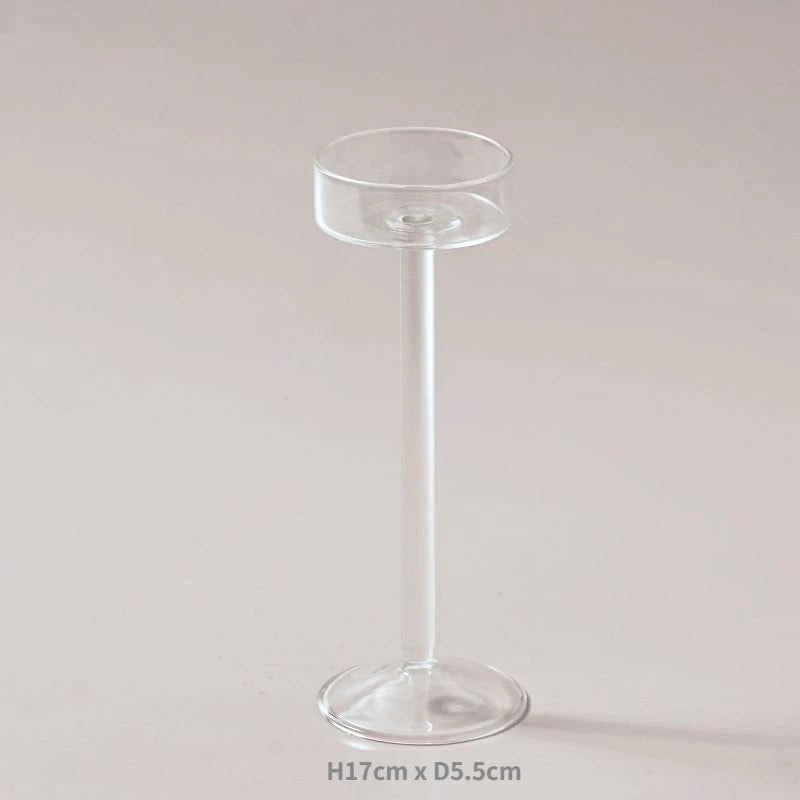 ensemble de bougeoirs en verre pour décoration de table élégante - vue 9 sur 9