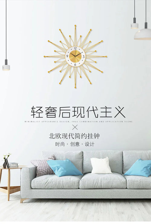 Nordic Wall Clock for Living Room, Modern Minimalist Home Clock, Atmosphere Fashion, Decorative Wall Watch, 50 cm, 60 cm, 80 cm - vue 3 sur 6