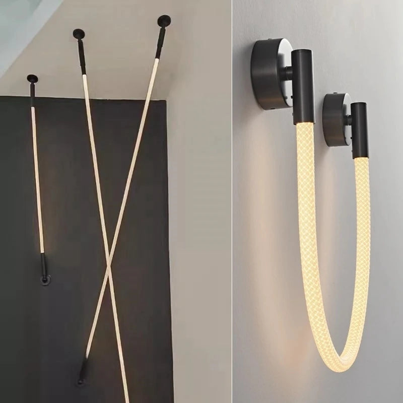 applique murale led minimaliste en silicone et fibre tissée