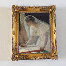 Rectangular retro gold resin photo frame. Wall relief with frame painting, combination of creative picture frame. Canvas album.