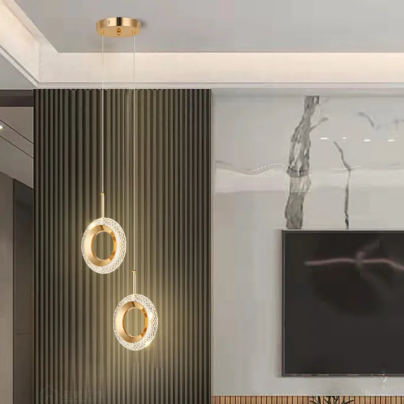 Anneau nordique suspension LED lumières intérieur lampe suspendue décor de chambre pour chevet chambre salon moderne suspension - vue 4 sur 12