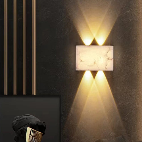 applique murale led moderne en marbre naturel et cuivre - vue 4 sur 7