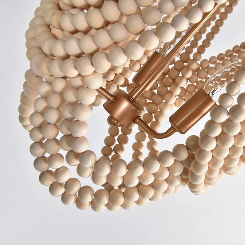 lustre rétro en perles de bois pour décoration intérieure - vue 8 sur 7