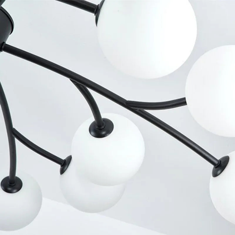 lustre nordique en verre led pour décoration de cuisine - vue 6 sur 14